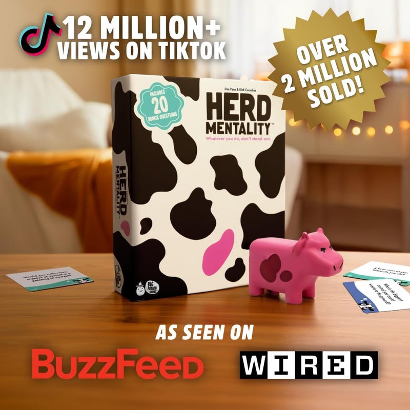 BIG POTATO Herd Mentality: Udderly Funny Family Board Game | Easy & Fun for Big Groups of 4-20 Players | Includes 20 Extra Exclusive Questions - Image 2